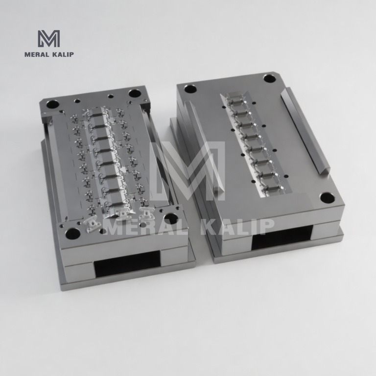 فحص دوري لقالب حقن بلاستيك معدني لضمان جودة الأبعاد في المنتج النهائي.